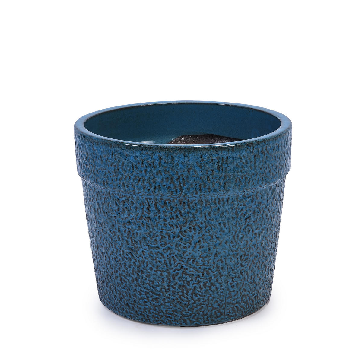 BLUMENTOPF Ø 38,1/30,5/22,9 cm Antikblau (3 Stück) - Dunkelblau, Keramik (38.1/33cm) - Oxeza