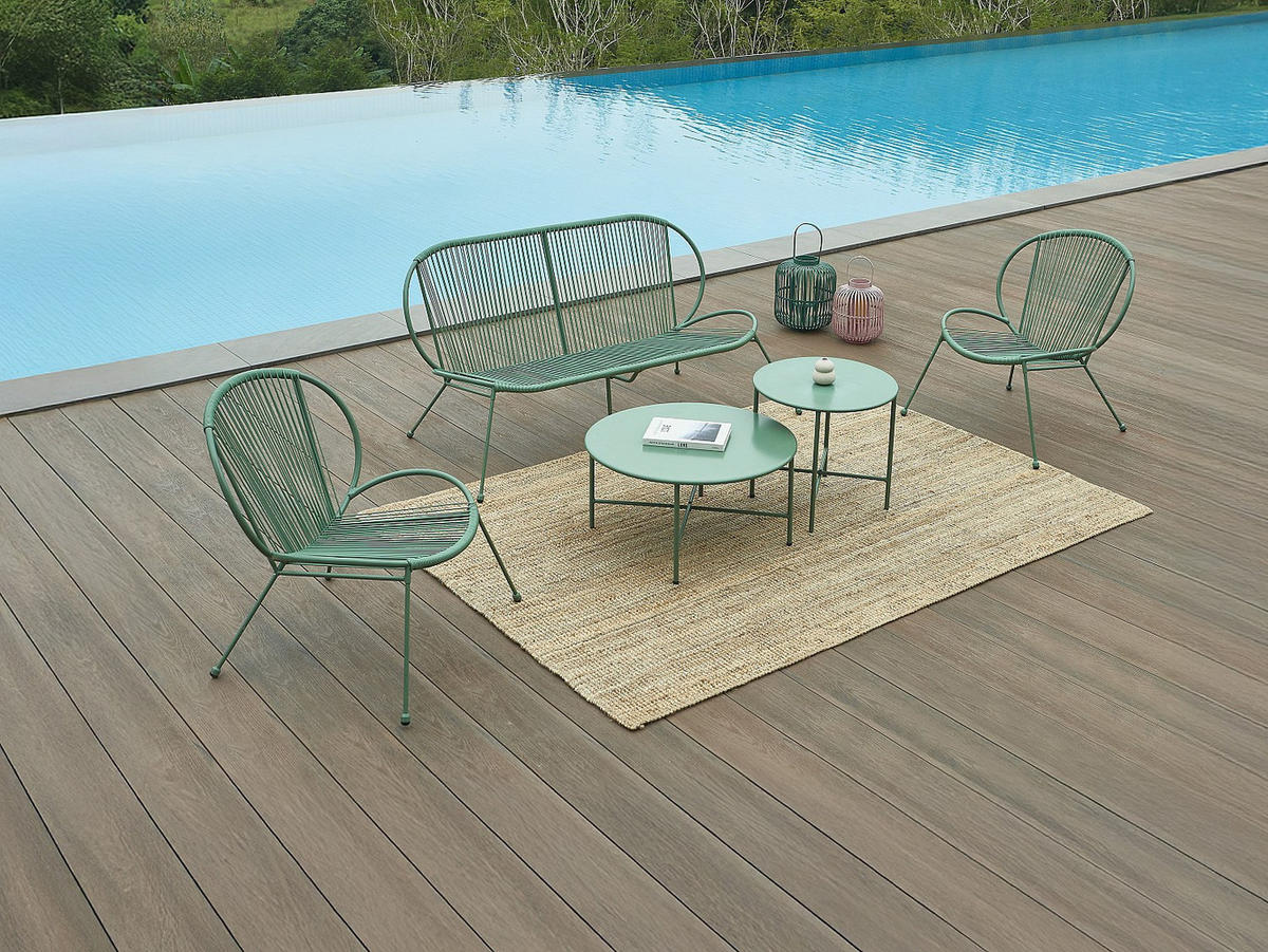 GARTENBANK - 2 Personen - Harz - Khaki - - Schlammfarben, Kunststoff (147/75/77cm) - Vente-Unique