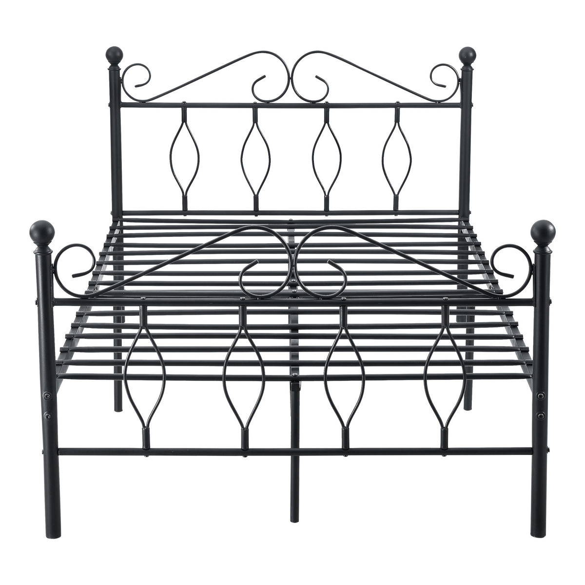 METALLBETT Apolda mit Matratze - Schwarz, Textil/Metall (120/200cm) - [en.casa]