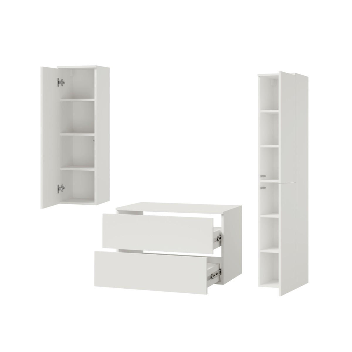 BADMÖBEL-SET Color Weiß 3-Teilig (2S 80 + 1D 100 + 2D 160) - Weiß, Holzwerkstoff (140/160/45cm) - mzm24