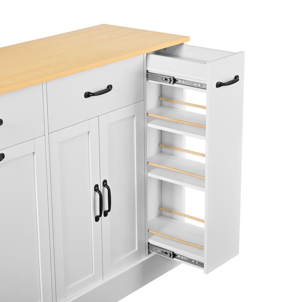 SIDEBOARD mit Mülleimerfach 133,5 x 40 x 86 cm Weiß Holzoptik - Weiß, Holzwerkstoff (133.5/86/40cm) - Meubliv
