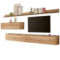 WOHNWAND Evoke Eiche, grau, Set 5-teilig mit XXL TV-Board, 340 cm - Eichefarben/Grau, Holz/Holzwerkstoff (340/180/30cm) - Furn.Design
