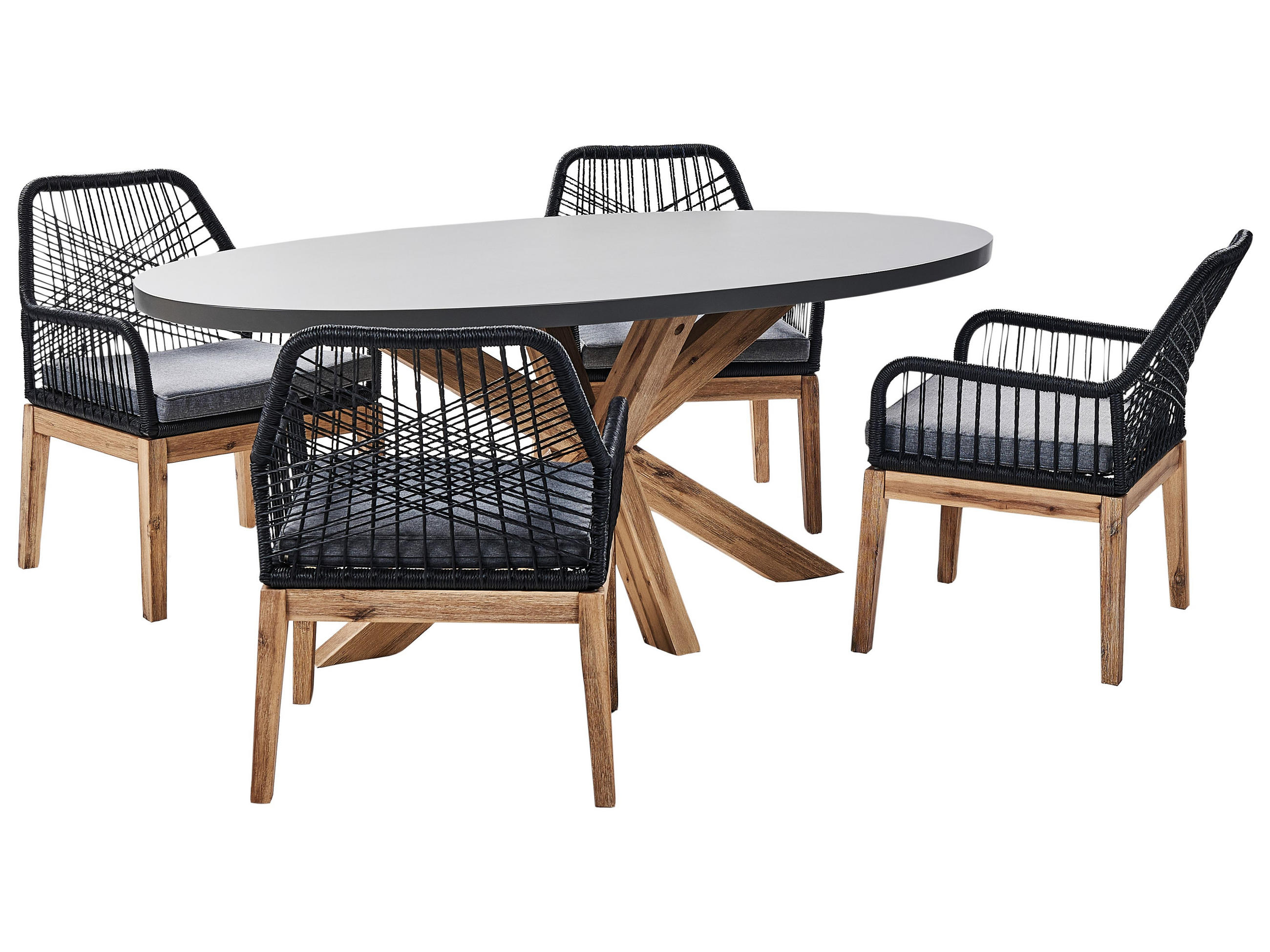 GARTENMÖBEL-SET 6-Sitzer Grau Oristano - Hellbraun/Schwarz, Stein - Beliani