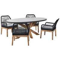 GARTENMÖBEL-SET 6-Sitzer Grau Oristano - Hellbraun/Schwarz, Stein - Beliani