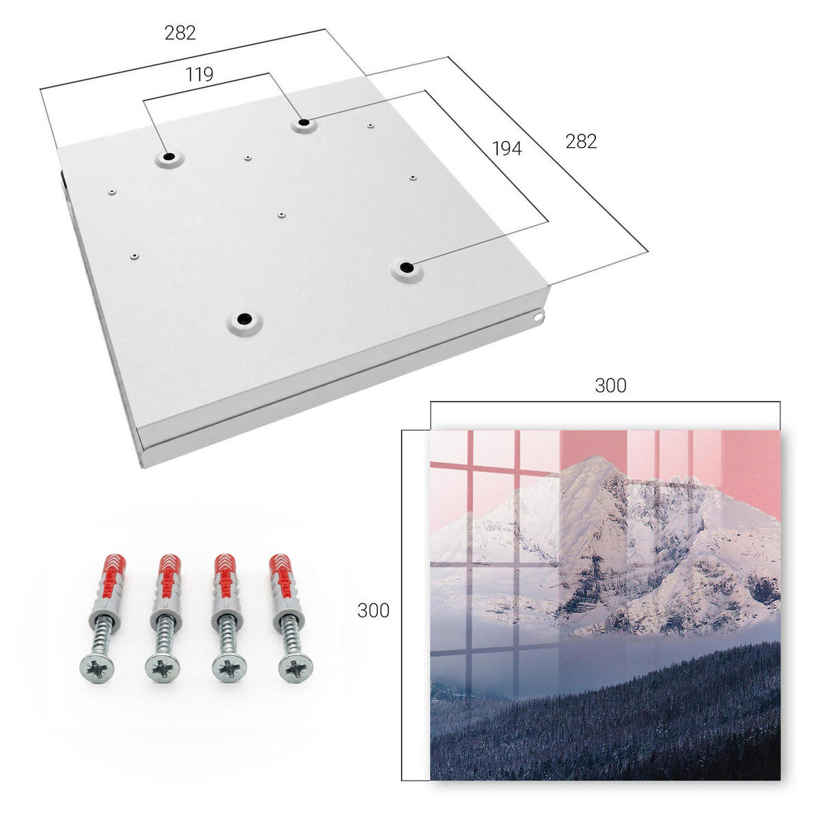 SCHLÜSSELBOX Weiß 30x30 cm – Türöffnung nach rechts - Wintergipfel - Pink, Metall (30/30/5cm) - TULUP