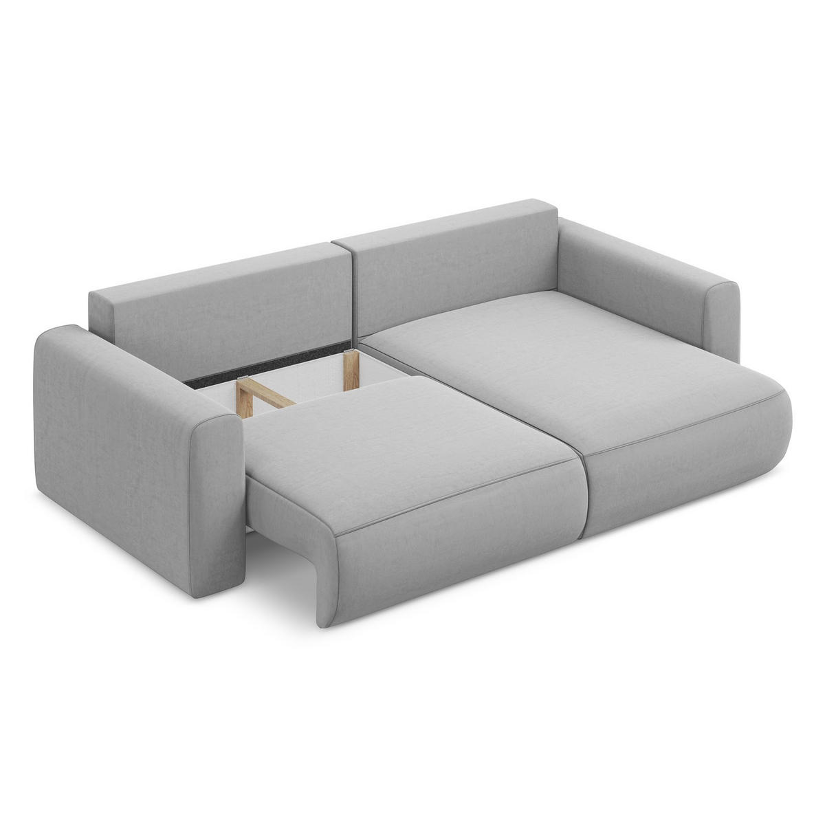 ECKSOFA mit Schlaffunktion Samt Stoff Grau - Schwarz/Grau, Kunststoff/Textil (240/149cm) - LaMiaSofa