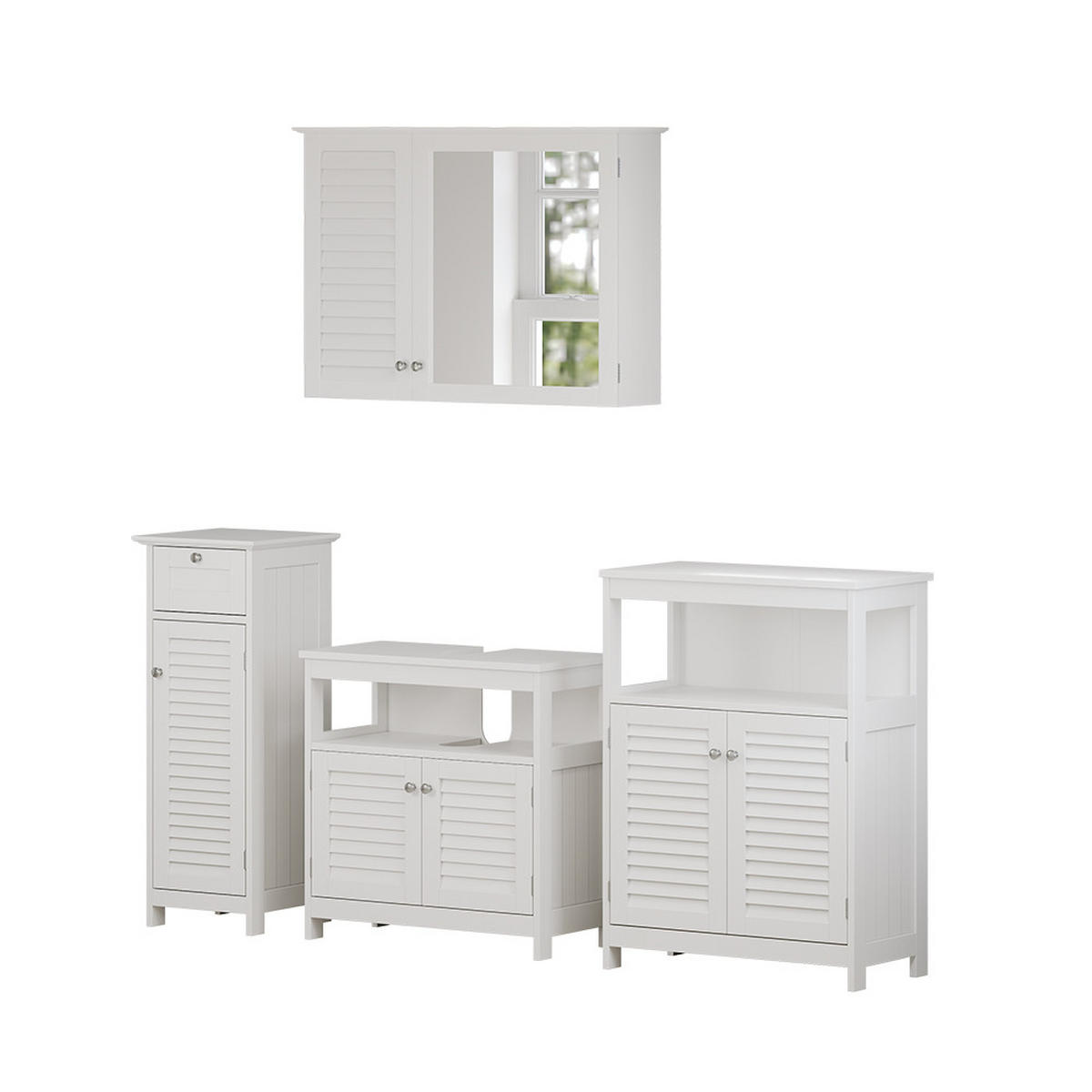 BADMÖBEL-SET Riad Weiß 4 Teile, Option 2 - Weiß, Holzwerkstoff (60/60/30cm) - Vicco