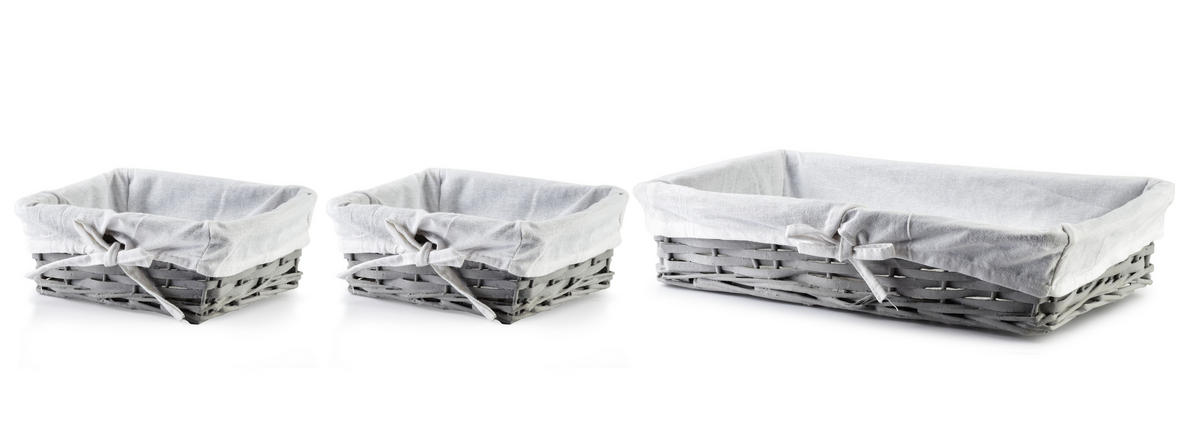 BROTKORB Will 3er Set Grau 24x35x8 cm Naturmaterial - Grau, Naturmaterialien (35/8/24cm) - Mondex