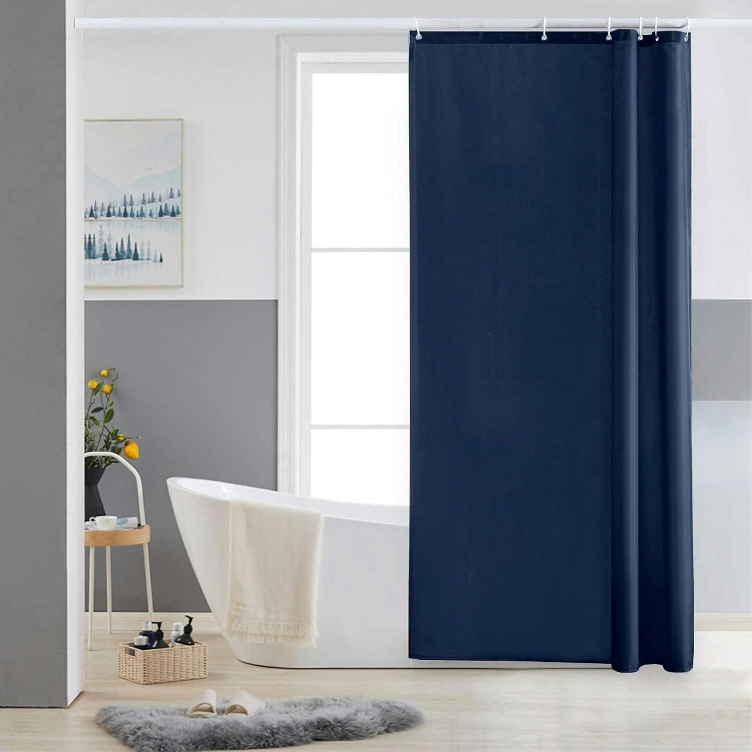 DUSCHVORHANG Textil Dunkelblau 90 x 180 cm - Dunkelblau, Textil (90/180cm)