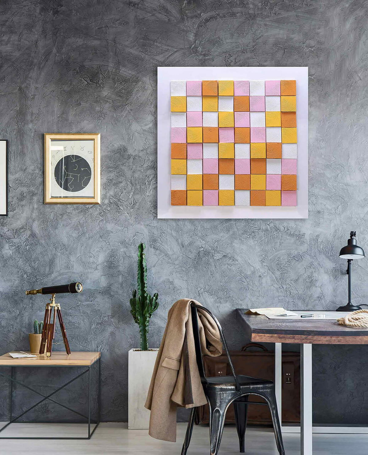 HOLZBILD Bunt 80/80 cm - Multicolor, Holz (5.57/80cm) - KUNSTLOFT
