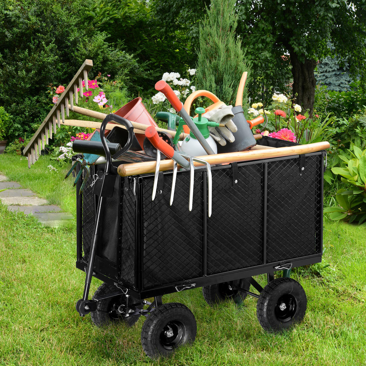 HANDWAGEN - Schwarz, Kunststoff/Metall (51/83/110cm) - Relaxdays