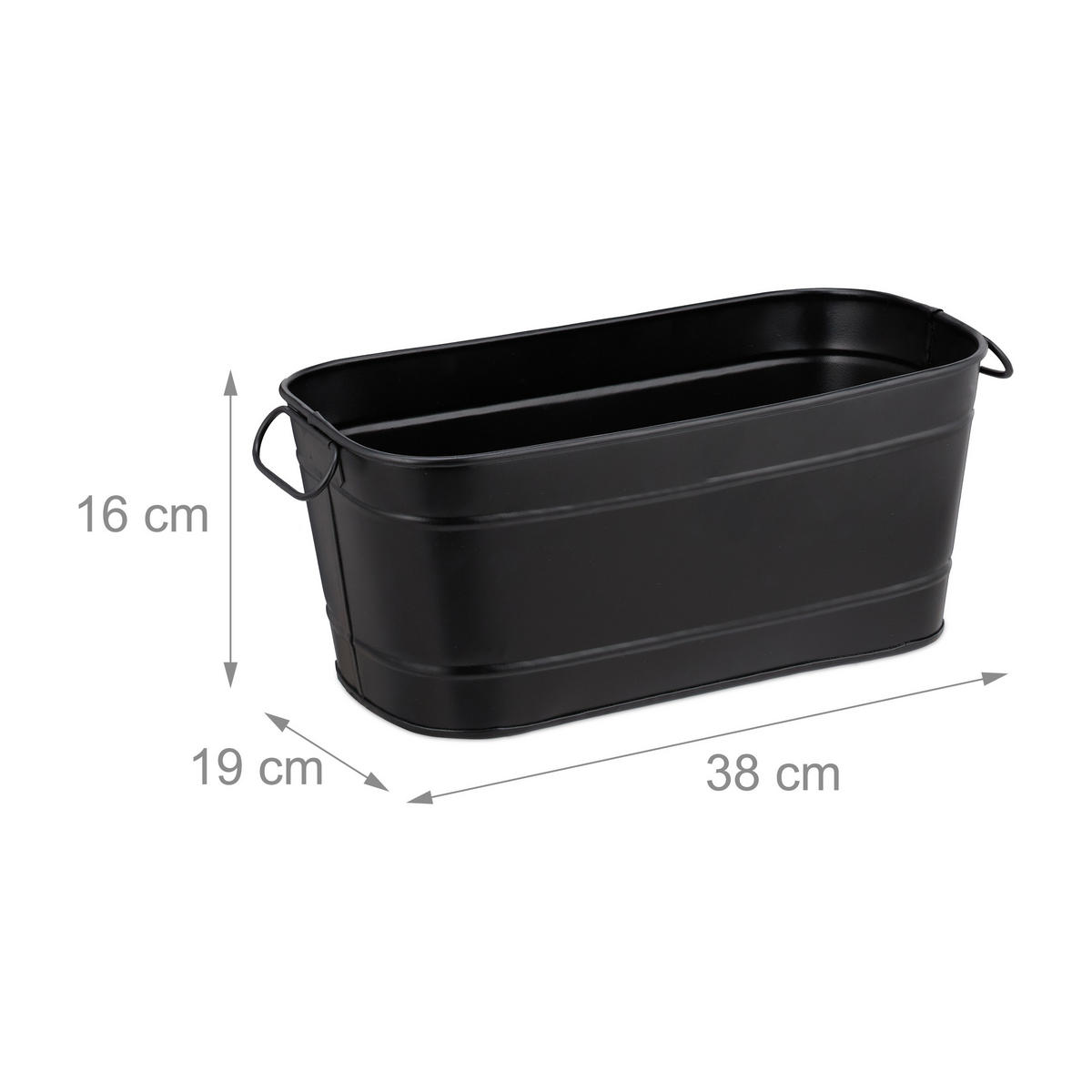 BLUMENKASTEN - Schwarz, Metall (38/16/19cm) - Relaxdays