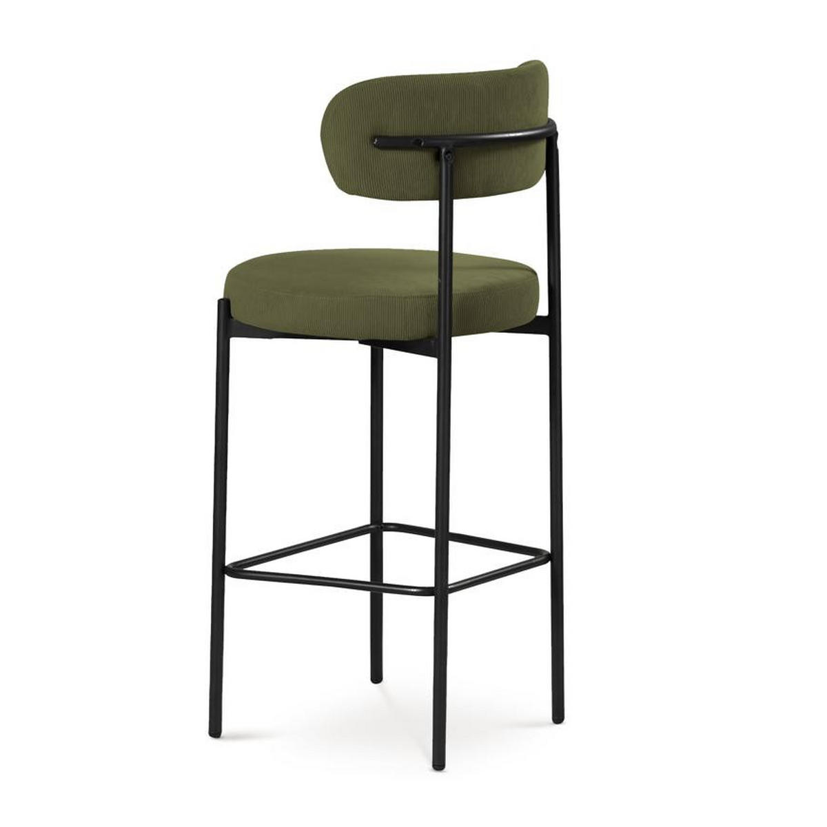 BARHOCKER 2er-Set Iris modernen aus khakifarbenem Cord, 75 cm - Schwarz/Grün, Textil/Metall (51/107/52.5cm) - Sicaan