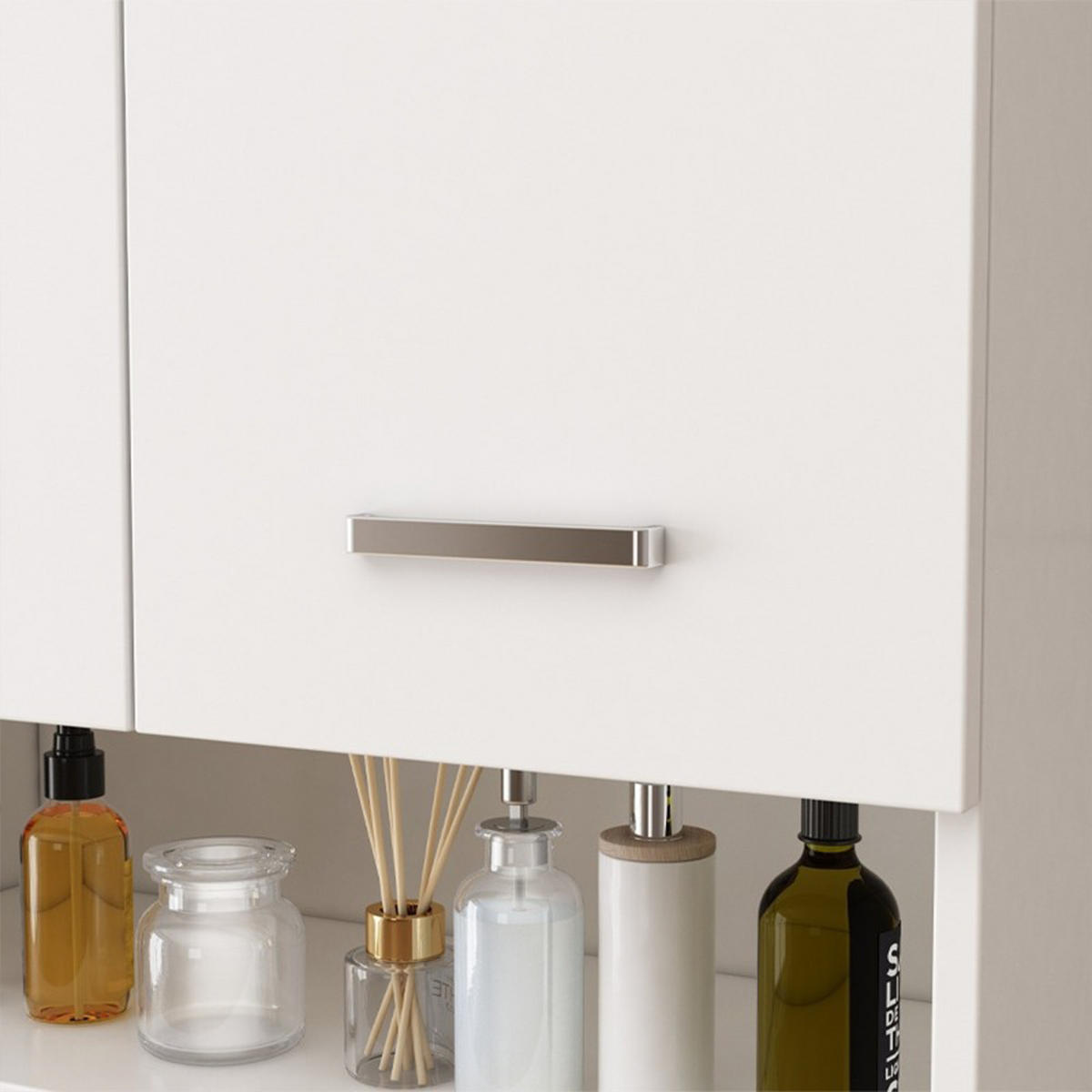 BADEZIMMERSCHRANK, weiß 30/64/90cm - Weiß, Holzwerkstoff (64/90/30cm)