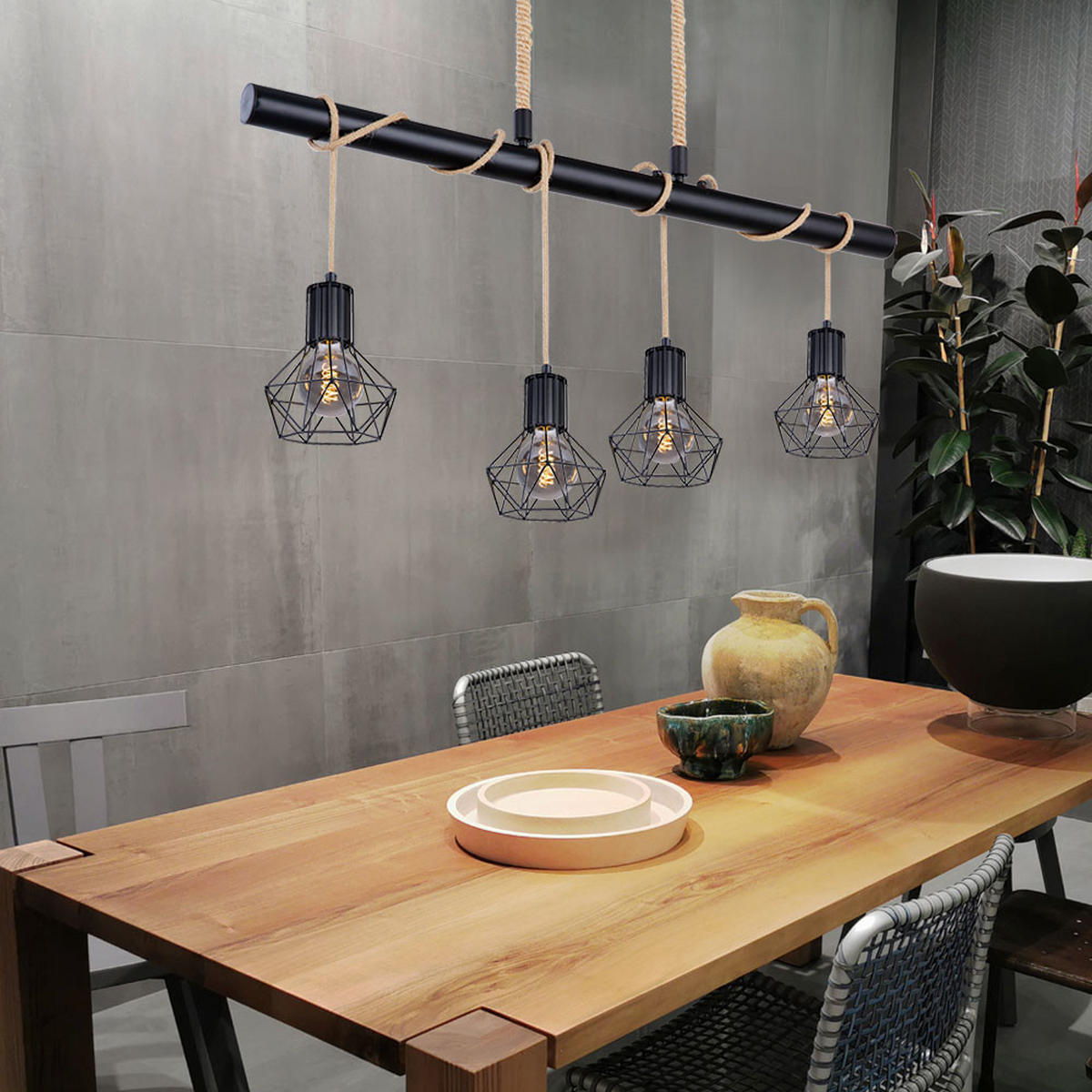 LED HÄNGELEUCHTE Priska Schwarz Gitteroptik - Schwarz, Metall (100/15/120cm)