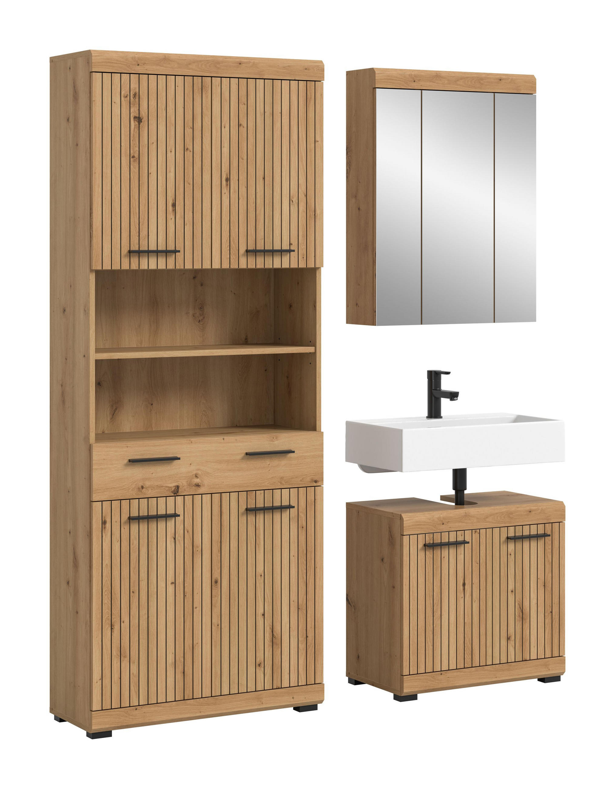 BADEZIMMER Vento 3-tlg. (B/H/T: ca. 149/191/34 cm) in Artisan Eiche /Artisan Eiche - Eiche Artisan, Holz (149/191/34cm)