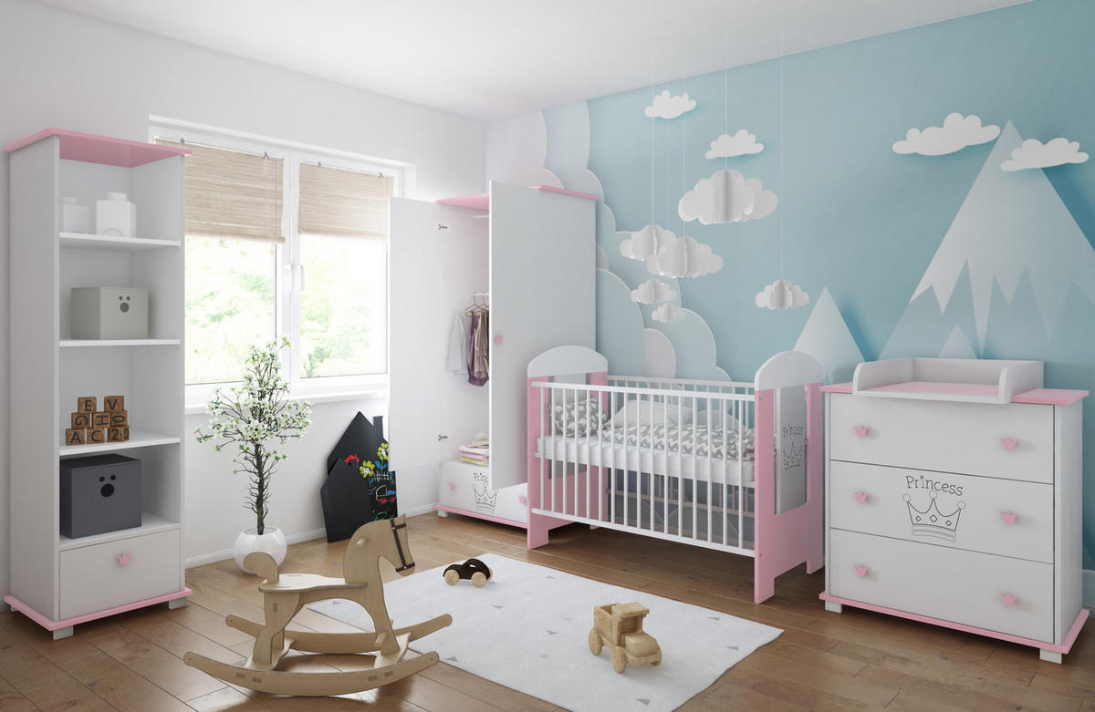 GITTERBETT Kleine Prinzessin - Pink/Weiß, Holzwerkstoff (60/120cm) - kiki design