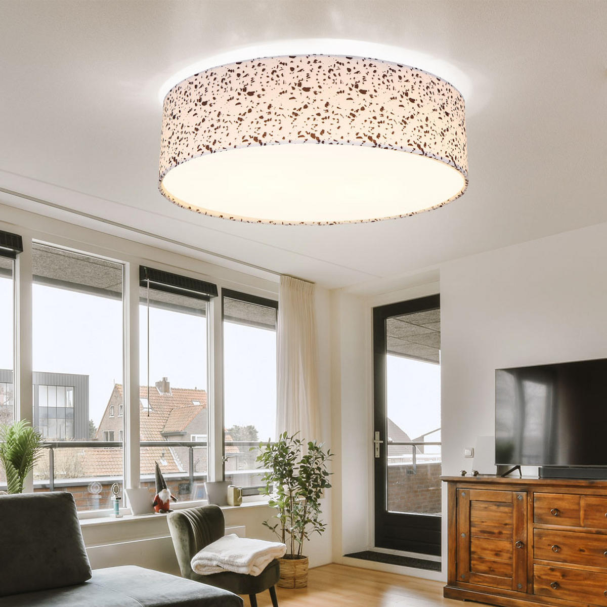 LED DECKENLEUCHTE VARIOS Weiß Terrazzo - Weiß, Metall (38/38/10cm)