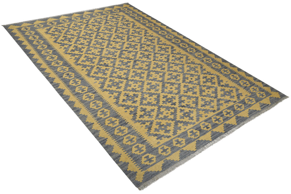 KELIM-TEPPICH handgewebt Gashgai Gelb 234/165 cm Schurwolle - Gelb, Textil (165/234cm) - Looma