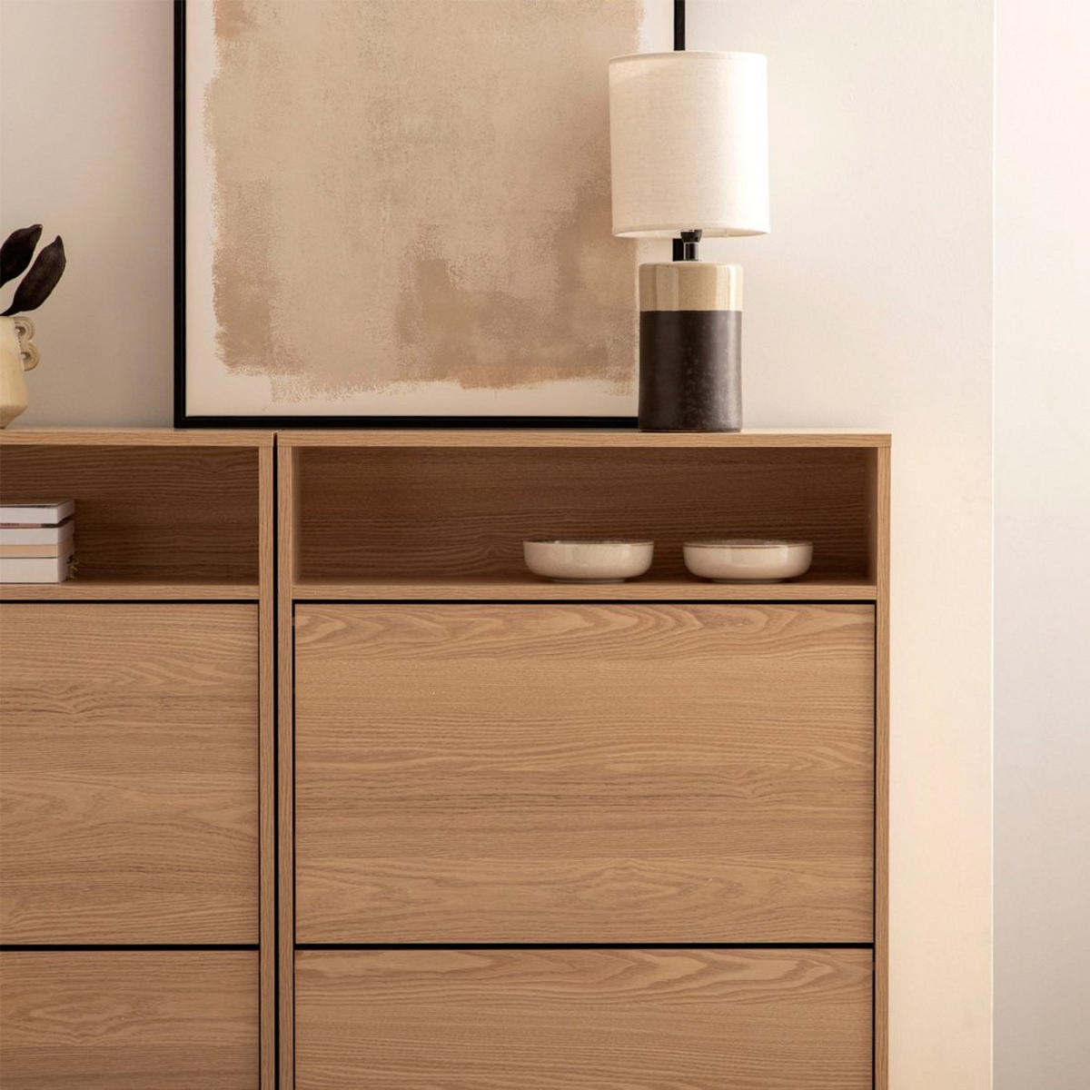 SCHUHSCHRANK SCHMALES Remi Natürlich 70 cm x 115 cm - Naturfarben, Holzwerkstoff (70/115/24cm) - Klast Home