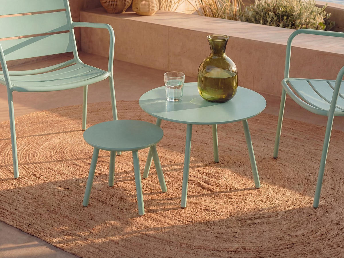 GARTENBEISTELLTISCH - 60 cm x 60 cm - Metall - Mandelgrün - MIRMANDE - Grün, Metall (60/60/34cm) - Vente-Unique