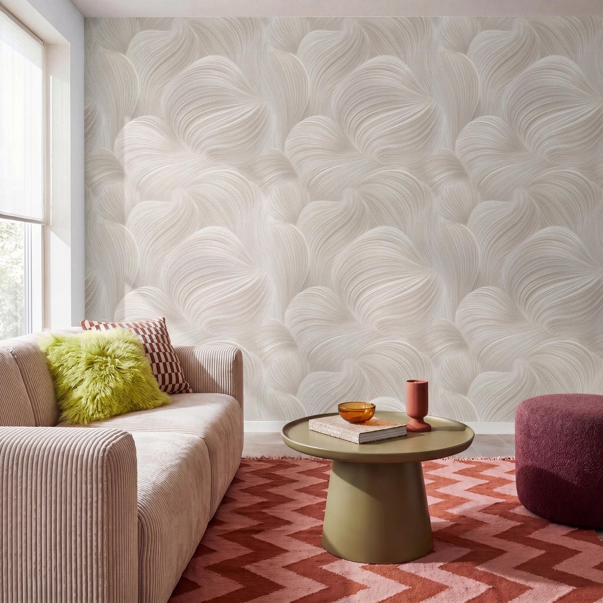 TAPETE - Lines - Ventilator - Beige - 280x220 cm - Creme, Papier (280/220cm) - OnlyWow