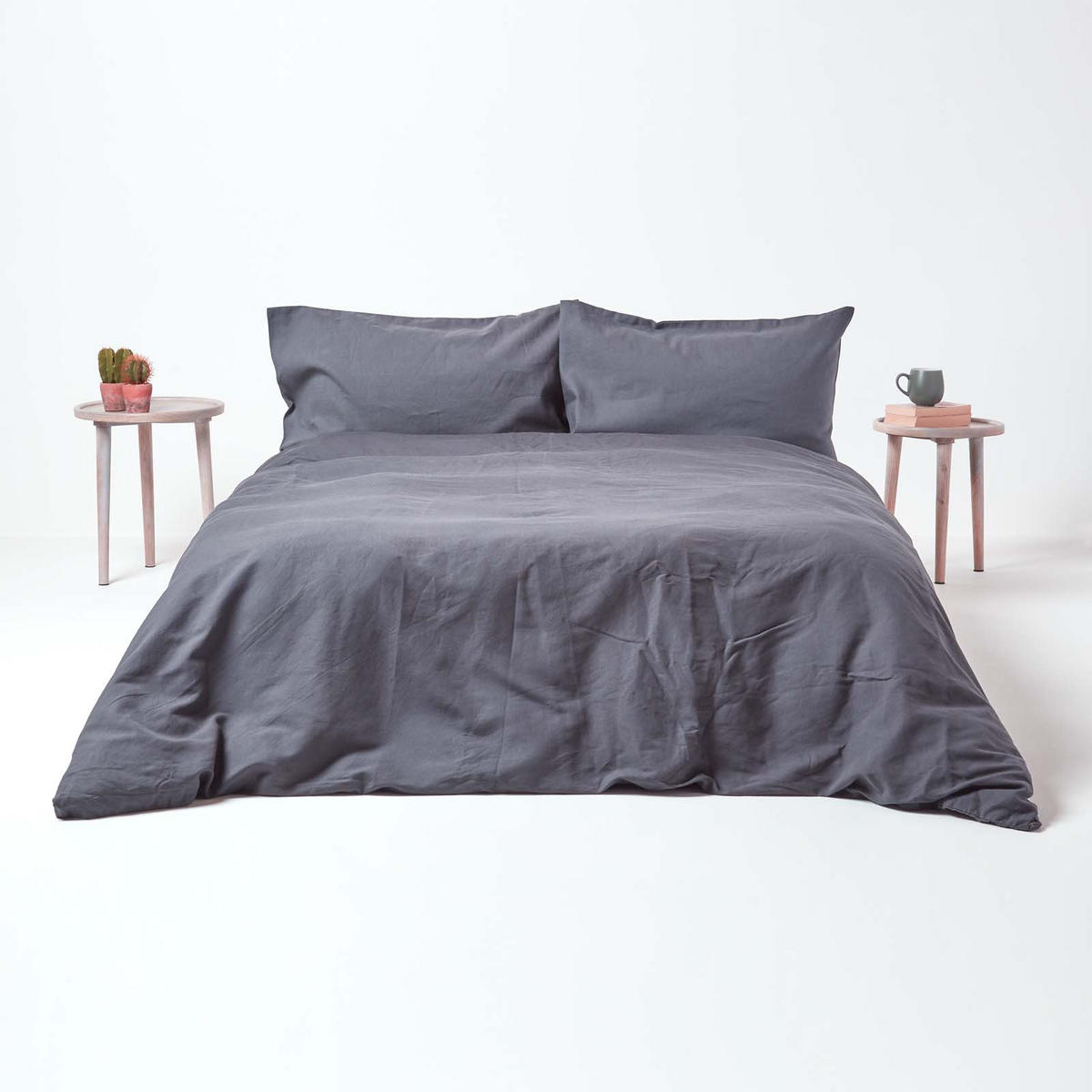 LEINEN-SPANNBETTLAKEN extra hoch, 60% Leinen & 40% Baumwolle - Dunkelgrau, Textil (90/190cm) - Homescapes