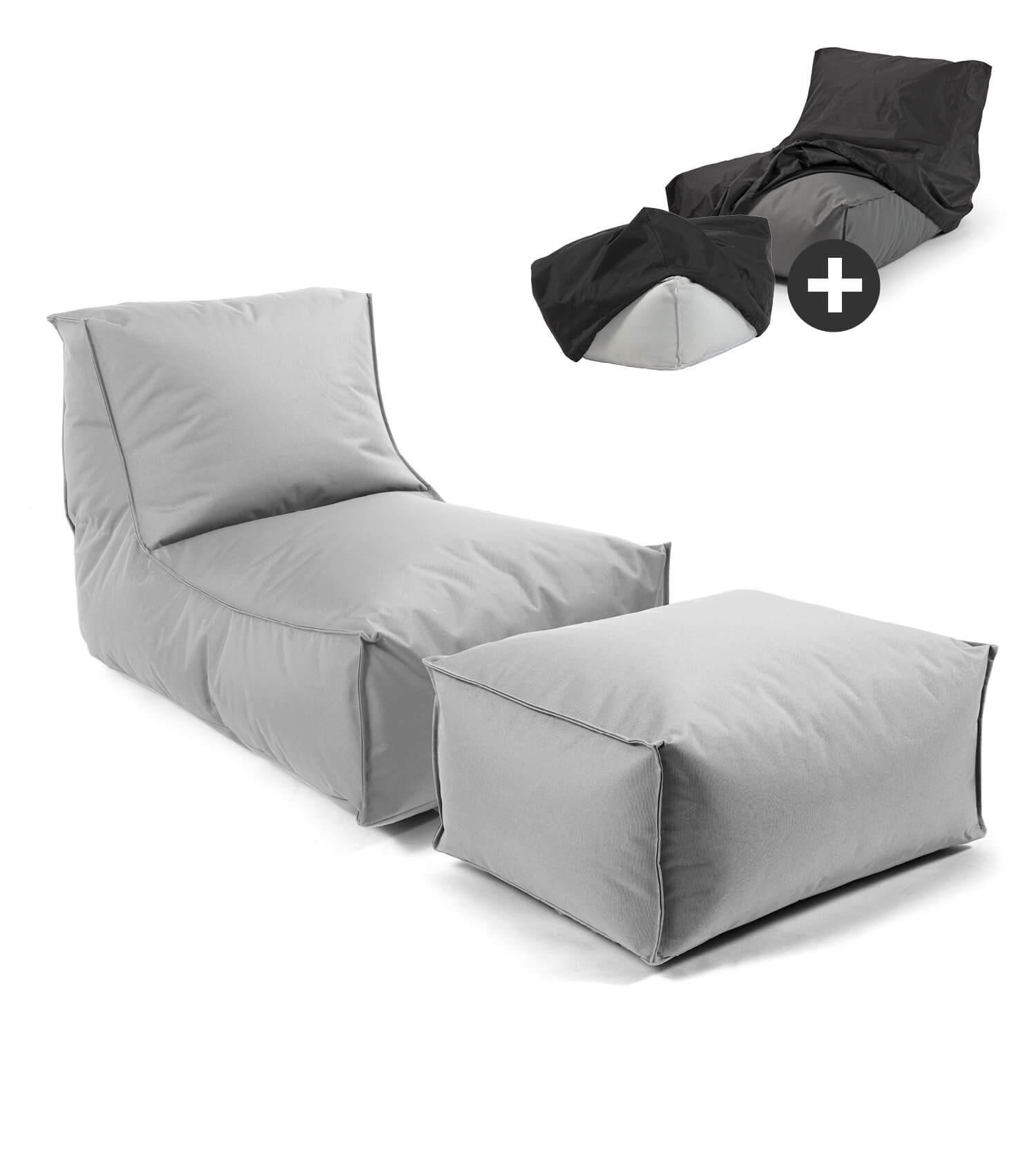 SITZSACK mit Hocker und Hülle Der Sundowner - Grau, Textil (60/65/140cm) - Mokebo