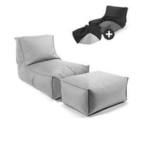 SITZSACK mit Hocker und Hülle Der Sundowner - Grau, Textil (60/65/140cm) - Mokebo