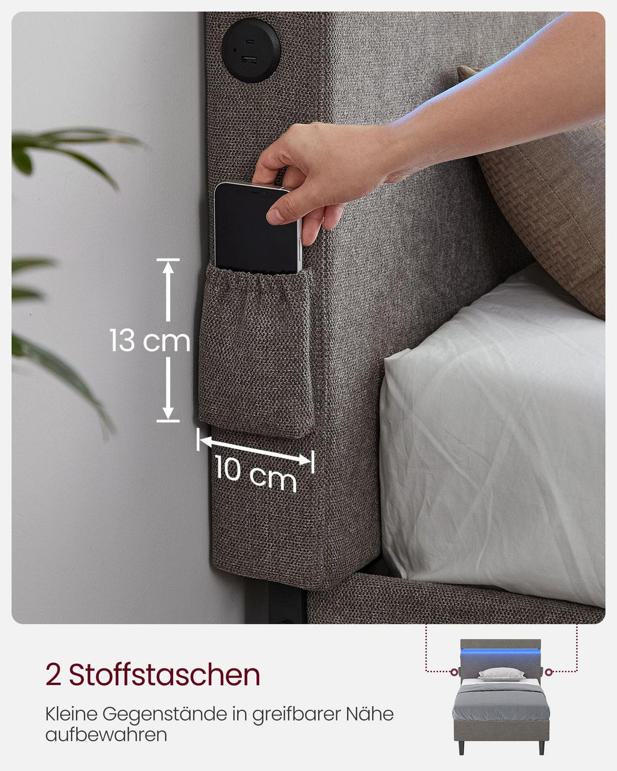 DOPPELBETT RABAT - Grau, Holzwerkstoff - Hansiro