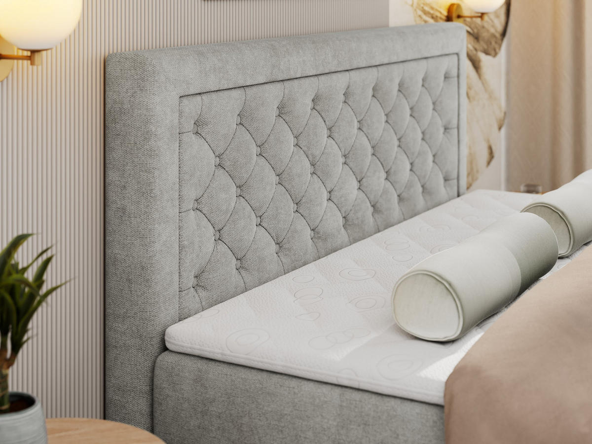BOXBETT JASIR 200/200 - Dunkelgrau Kunstleder - H4 - Dunkelgrau, Holz/Textil (200/200cm) - MKS