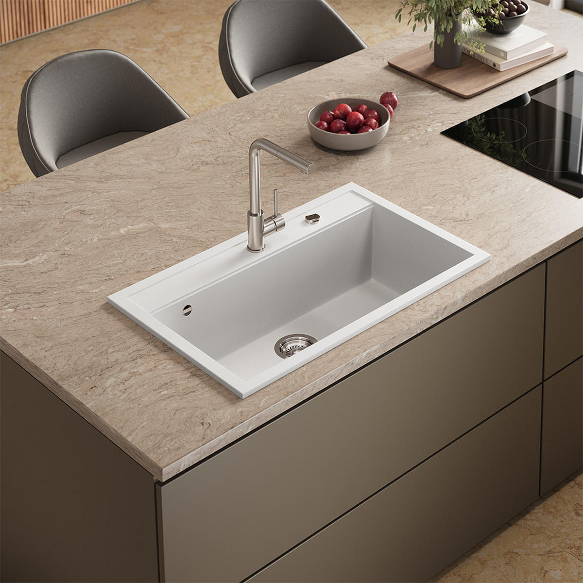 SPÜLBECKEN Sydney Weiß 80 x 51 cm - Weiß, Keramik (80/20/51cm) - Bergstroem