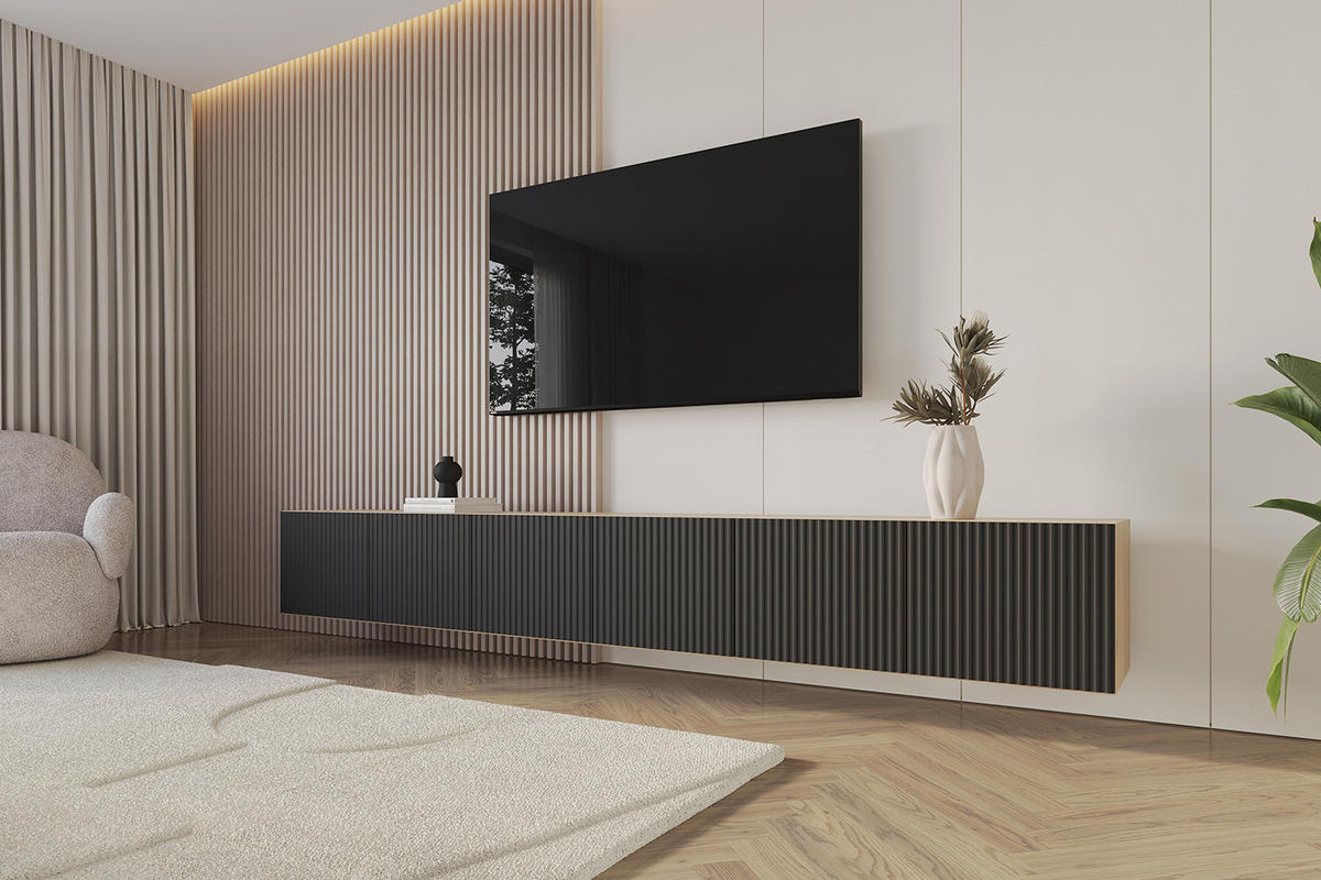 LOWBOARD NOA-2-W 3x100x40x41 cm - Artisan / Schwarz - Schwarz, Holzwerkstoff (300/40/41cm) - ALTDECOR