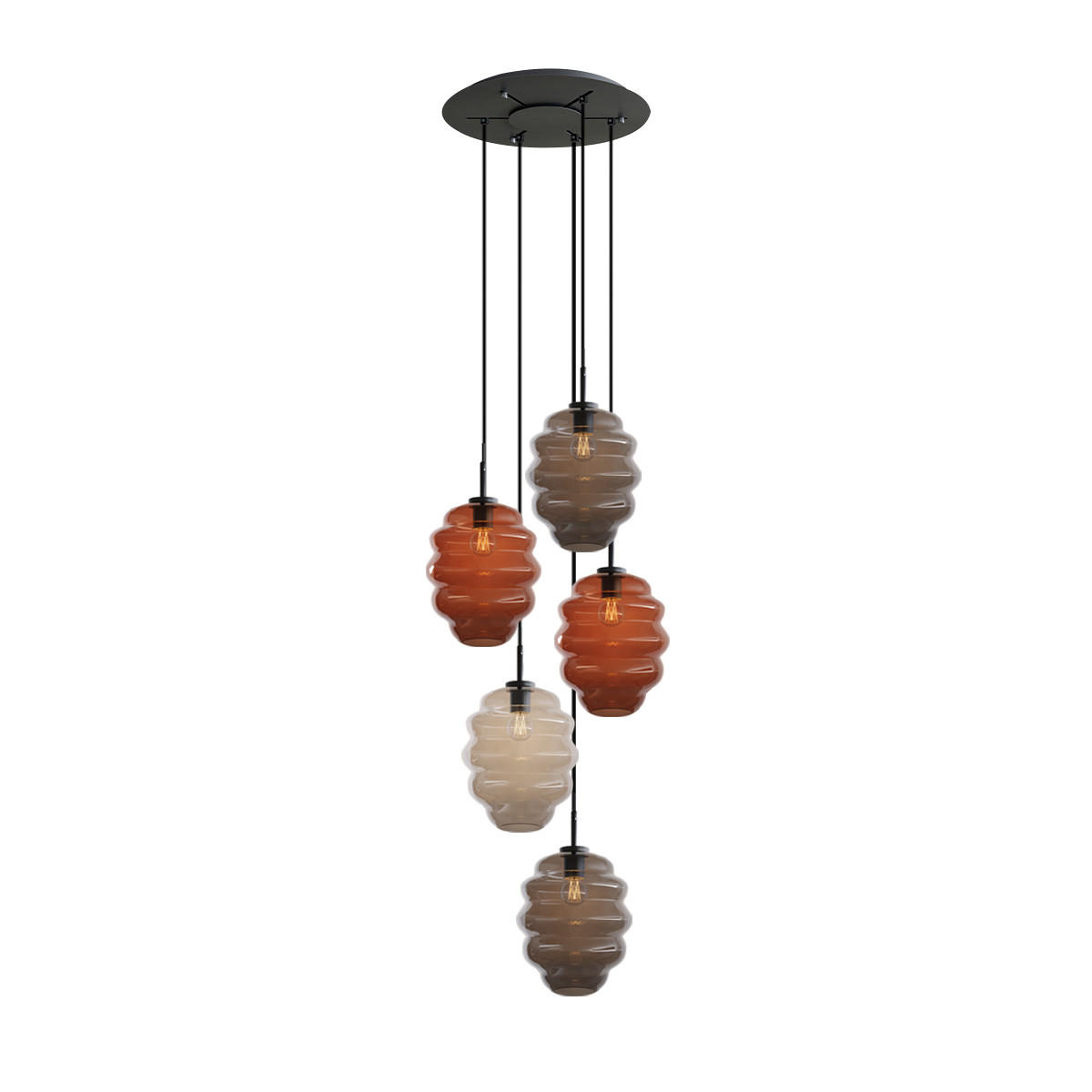 GALERIELEUCHTE Echos 5-flammig Mehrfarbig Ø 25cm - Multicolor/Schwarz, Glas (25/25/28cm) - s.luce