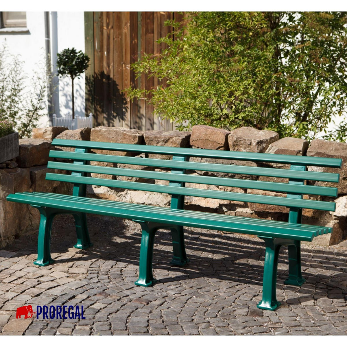 GARTENBANK Antigua 4 Sitzer Grün 74 x 200 x 54 cm Witterungskunststoff & UV Beständiger Kunststoff - Grün, Kunststoff (200/74/54cm) - PROREGAL