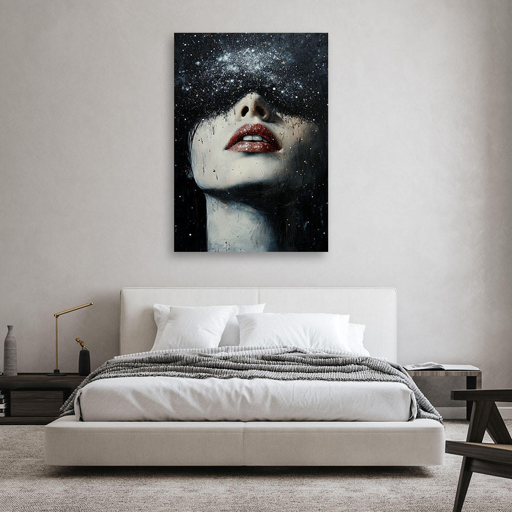 WANDBILD frau stern portrait abstraktion - Schwarz, Textil (80/120cm) - Feeby