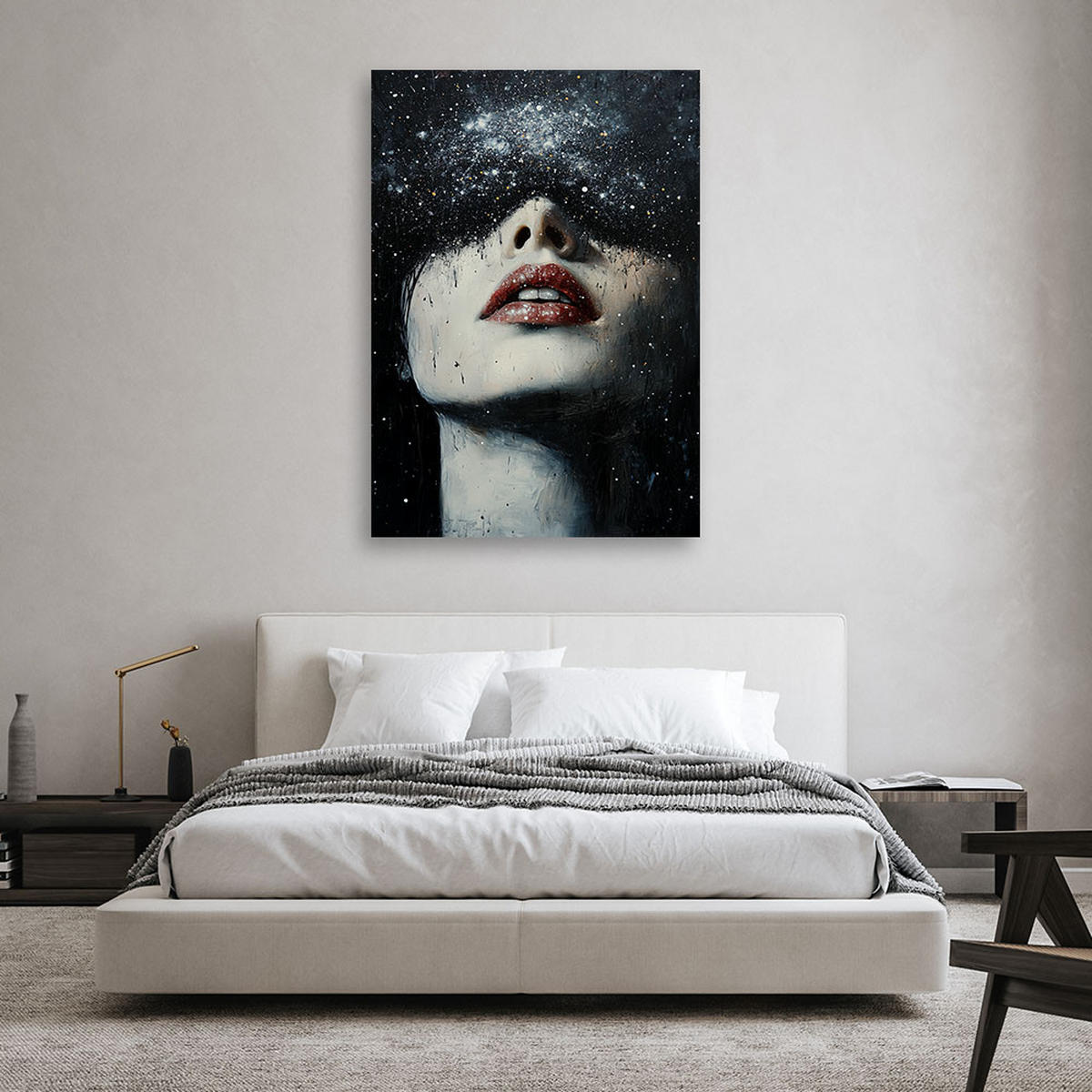 WANDBILD frau stern portrait abstraktion - Schwarz, Textil (80/120cm) - Feeby