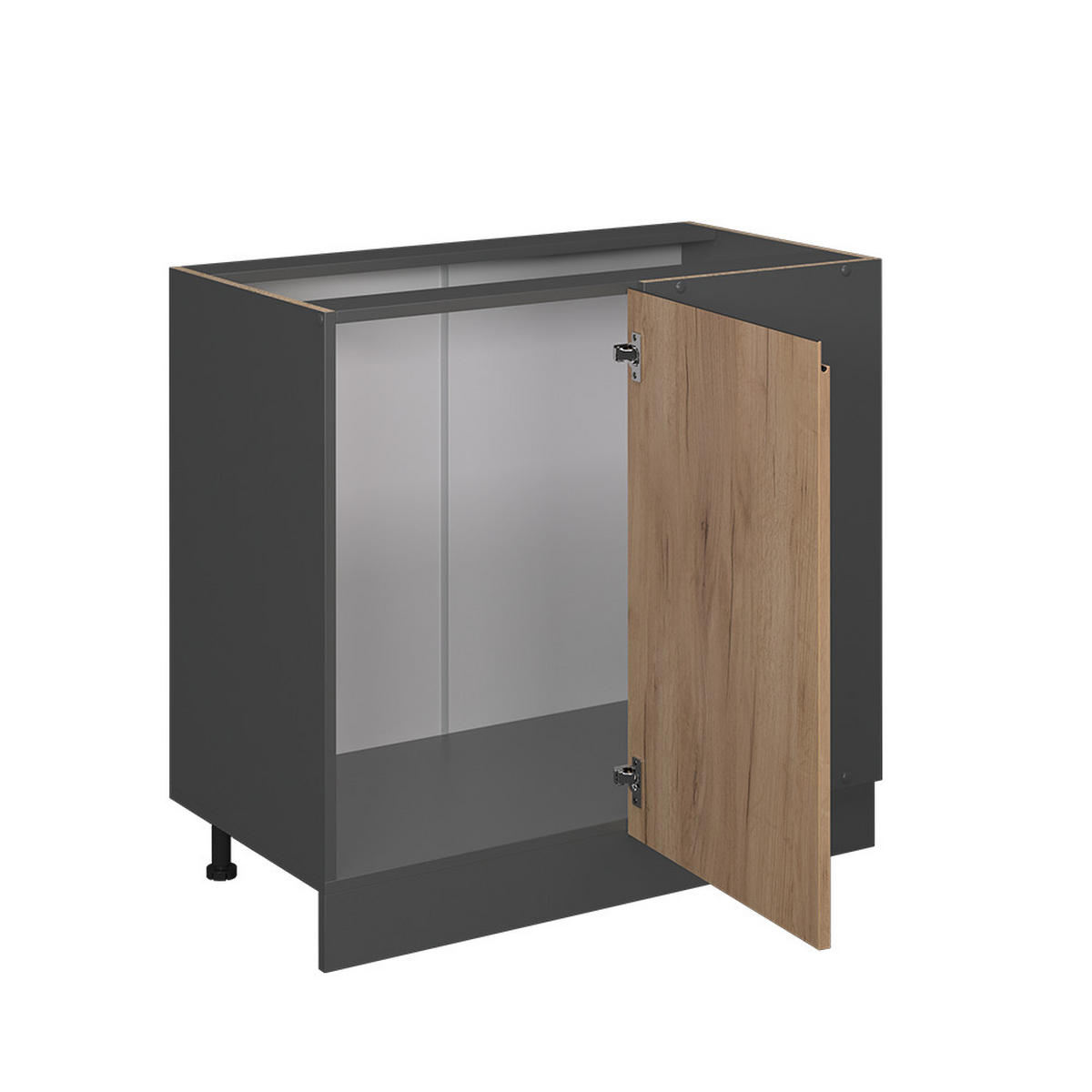 ECKUNTERSCHRANK R-Line Goldkraft Eiche 86 cm AP Marmor - Anthrazit/Eiche Wotan, Holzwerkstoff (86/81.6/60cm) - Vicco