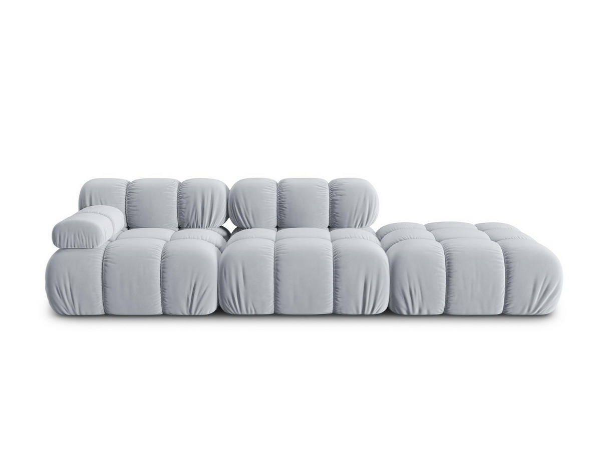 MODULARES-SOFA rechts Bellis aus Samt hellblau 4 Sitzplätze - Hellblau, Textil (94/63/282cm) - Micadoni