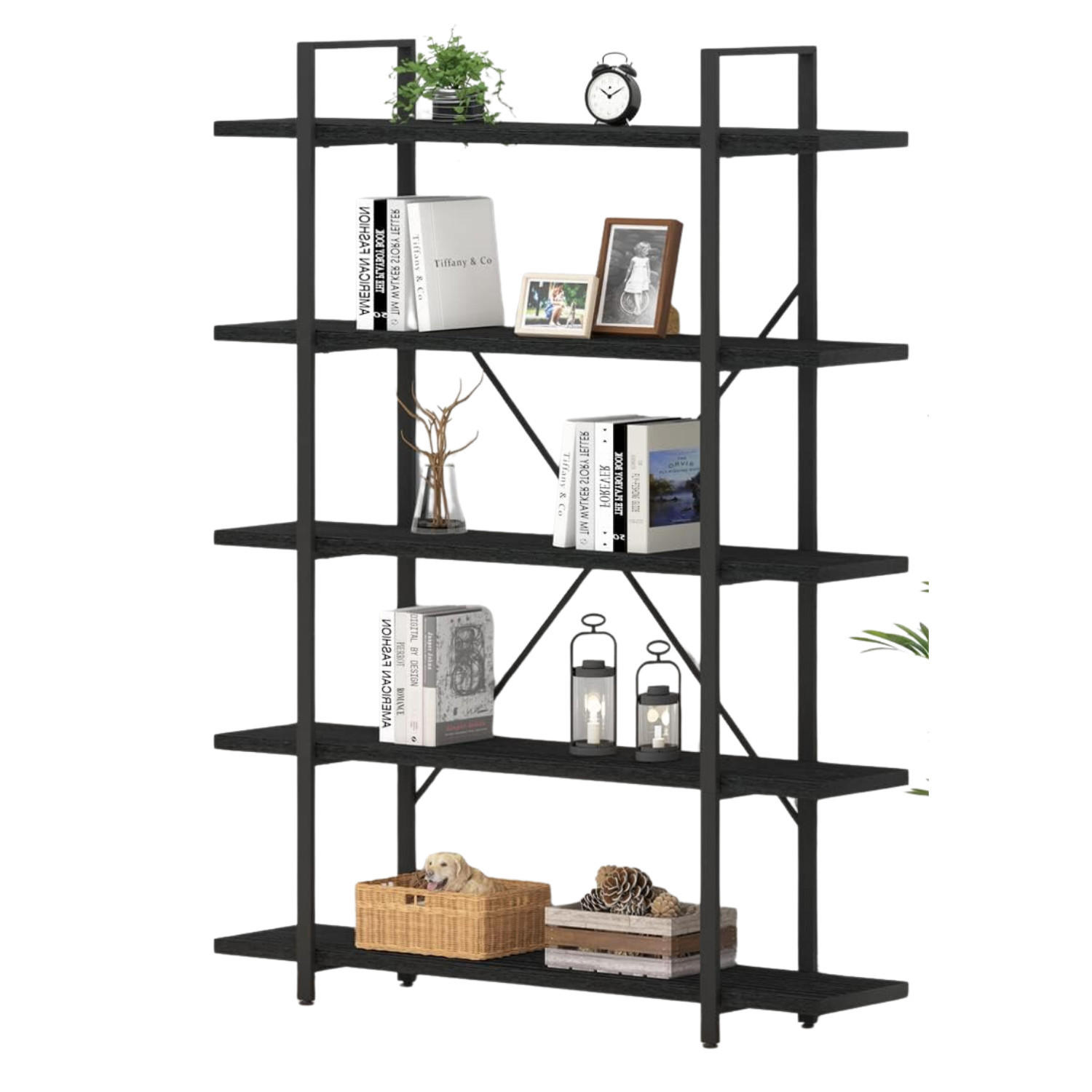 STANDREGAL Industrial Holzoptik Schwarz 120 x 32 x 177 cm Metall - Schwarz, Holzwerkstoff/Metall (120/177/32cm) - Quality Elegance