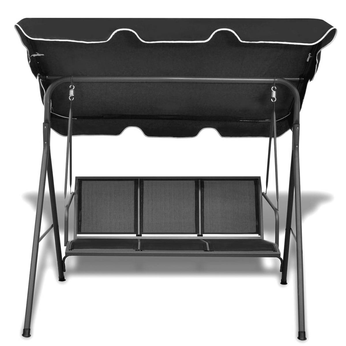 HOLLYWOODSCHAUKEL Mit Dach Schwarz - Schwarz, Metall (178/155/112cm) - vidaXL