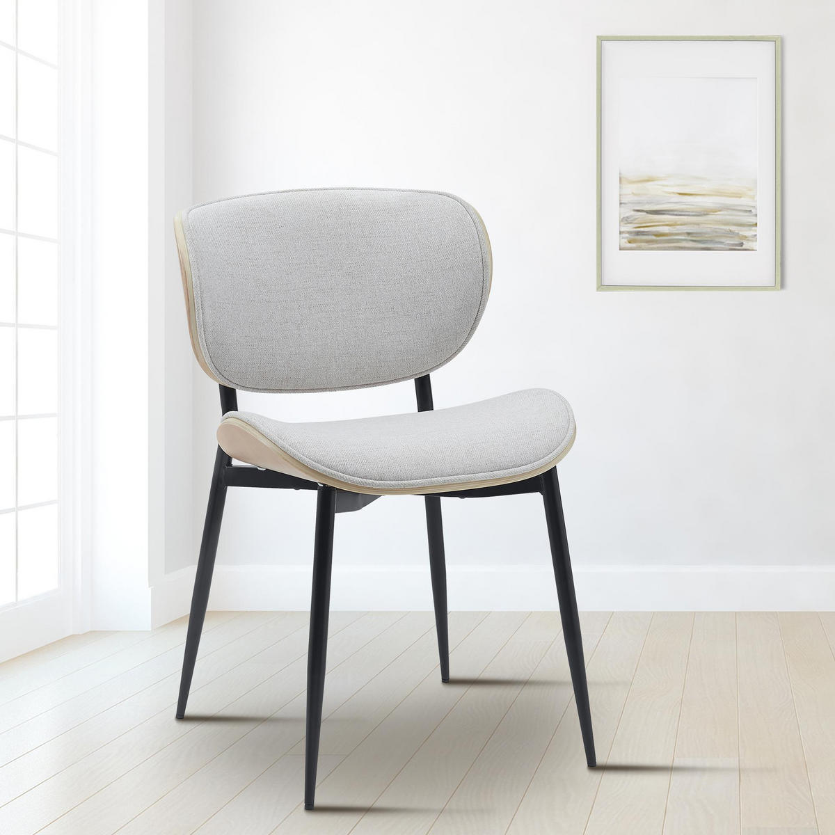STUHL Stoff natura/creme - Eukalyptusholzfarben/Creme, Textil/Metall (50/80/54cm) - CLP