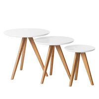 BEISTELLTISCH - 3-teilig - Eiche teilmassiv - Weiß / Eiche - Braun/Weiß, Holz/Holzwerkstoff (48/48/45cm) - home24
