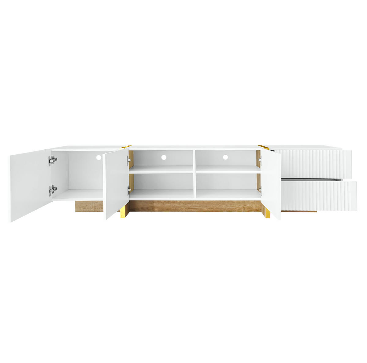 TV-LOWBOARD 190/35/45 cm mit 3 Türen und 2 Schubladen in Weiß - Weiß, Holzwerkstoff (190/45/35cm) - BEAOK