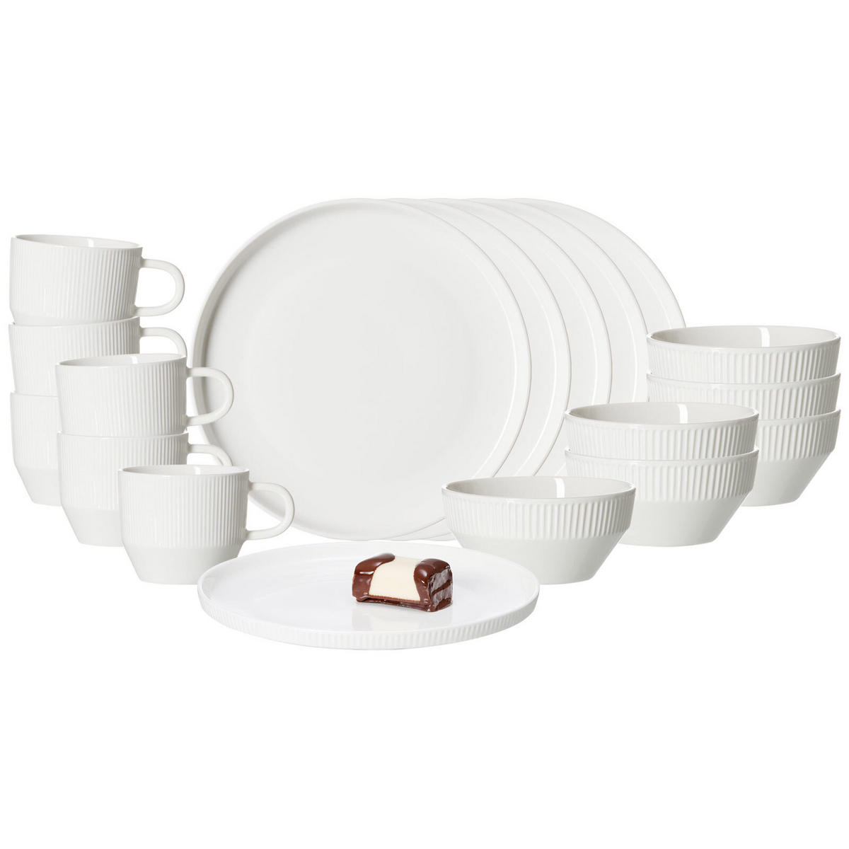 FRÜHSTÜCKSSERVICE Kelly weiß 18er Set - Weiß, Keramik (1/1/1cm) - Ritzenhoff Breker