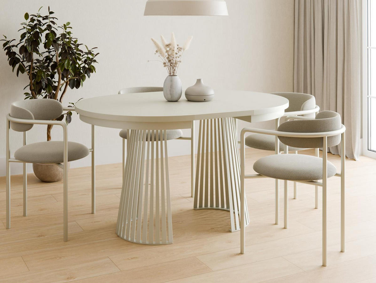 ESSTISCH rund mit lamellen DAST Kaschmir - Kaschmir, Holzwerkstoff (100/100/77cm) - Compleo24