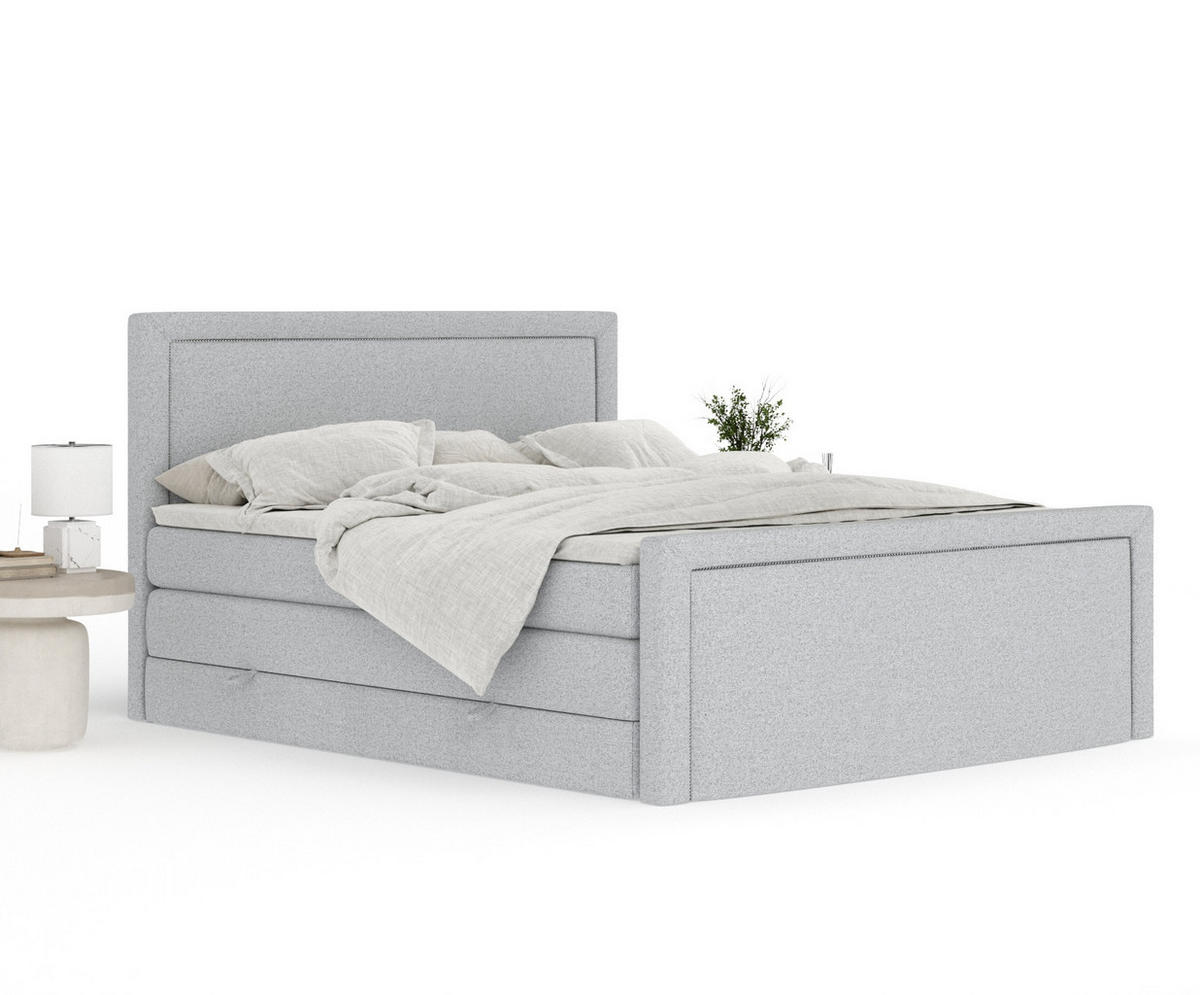 BOXSPRINGBETT Lavenda Hellgrau 200/200 cm - Hellgrau/Schwarz, Holz/Holzwerkstoff (200/200cm) - Maison de Reve