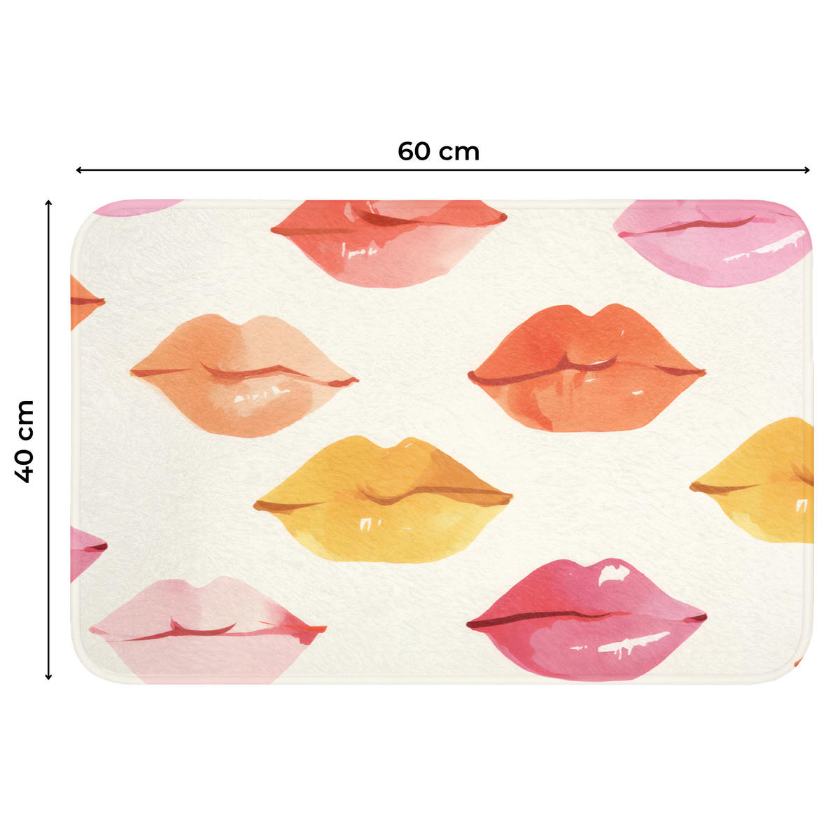 WC PŘEDLOŽKA Rty - barevné - lesklé 60x40 cm - růžová, textil/plast (60/1cm) - OnlyWow