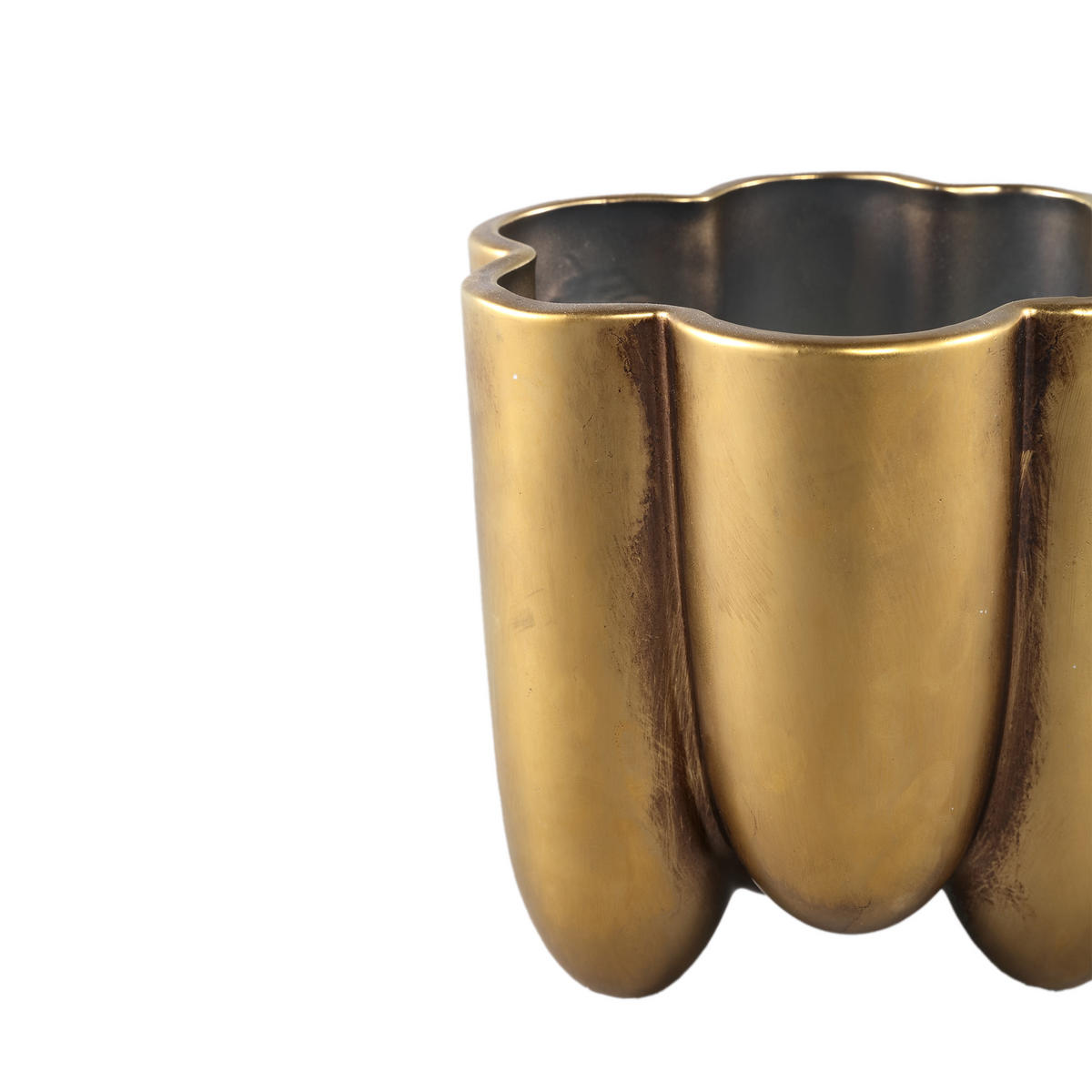 TOPF Batika Gold 16.5/16.5/16cm - Goldfarben, Keramik (16cm) - PTMD Collection