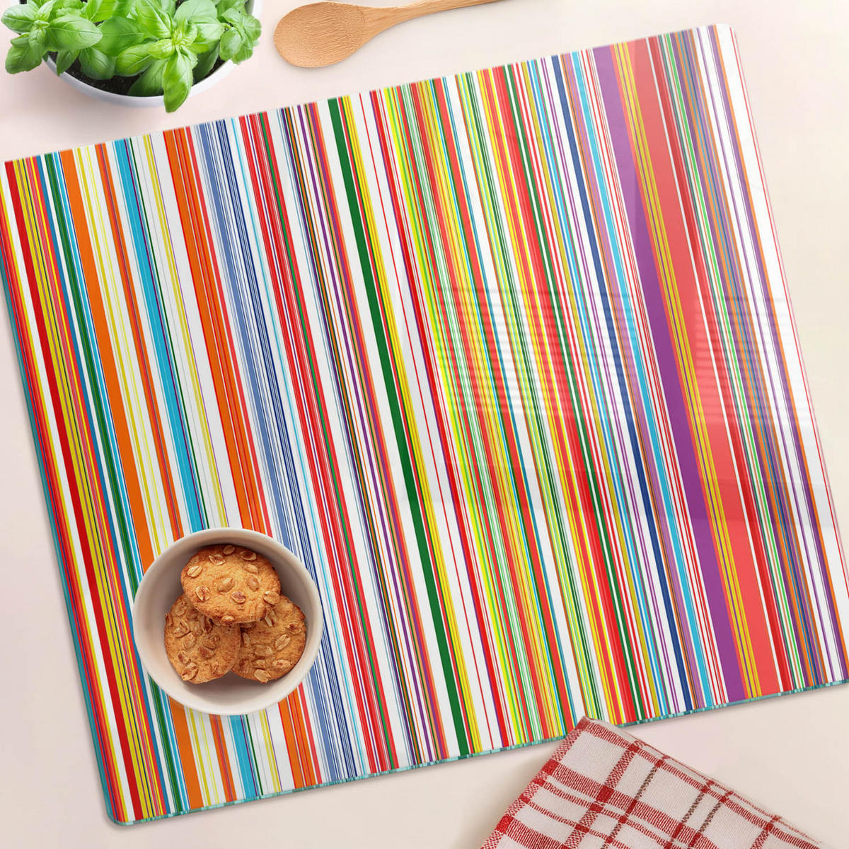 GLASPLATTE 60x52 cm Farbige Streifen - Multicolor, Glas (60/0.4/52cm) - TULUP